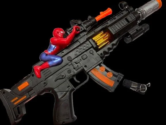 Spiderman Edition Musical Toy Machine Gun with smoke and Lights and Realistic Sound Effects